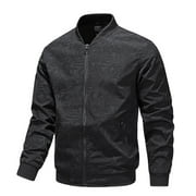 Xysaqa Mens Casual Lightweight Zip Up Bomber Jackets Solid Long Sleeve Windbreaker Coat Jackets with Pockets Fashion Spring Fall Clothes 3X 4X 5X (Available in Big \u0026 Tall)